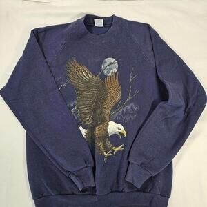 Vintage 90s Eagle Animal Nature Forest Outdoors Crewneck XL USA